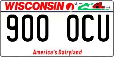 WI license plate 900OCU