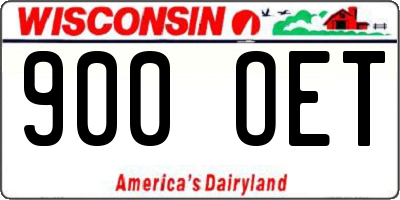 WI license plate 900OET