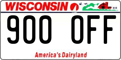 WI license plate 900OFF