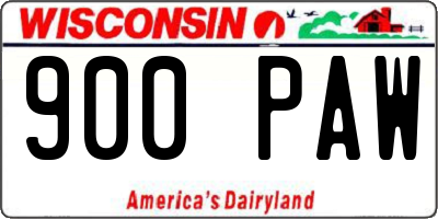 WI license plate 900PAW