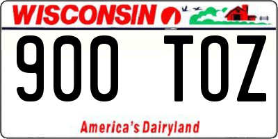 WI license plate 900TOZ