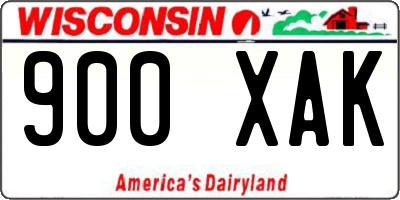WI license plate 900XAK