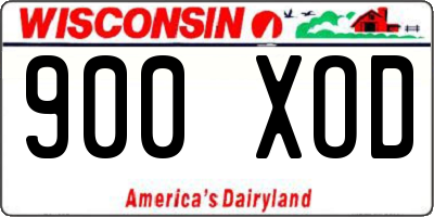 WI license plate 900XOD