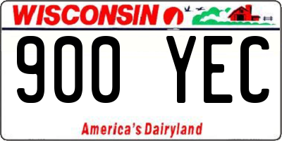WI license plate 900YEC