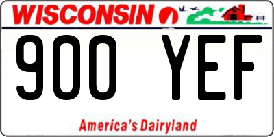 WI license plate 900YEF