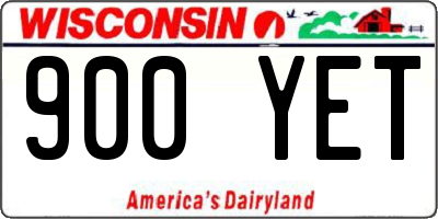 WI license plate 900YET