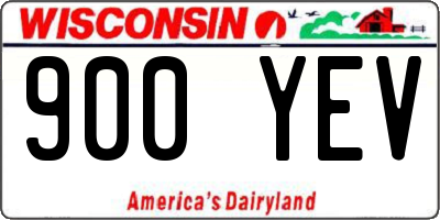 WI license plate 900YEV