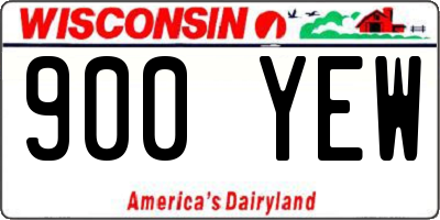 WI license plate 900YEW