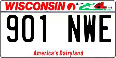 WI license plate 901NWE