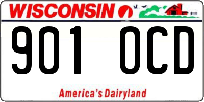 WI license plate 901OCD