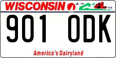 WI license plate 901ODK
