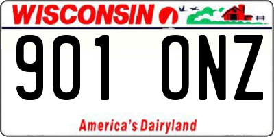 WI license plate 901ONZ