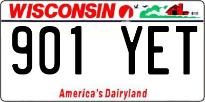 WI license plate 901YET