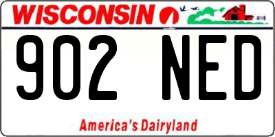 WI license plate 902NED