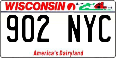 WI license plate 902NYC