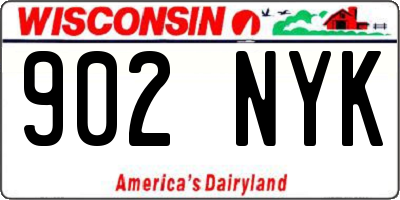 WI license plate 902NYK