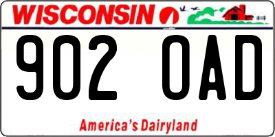 WI license plate 902OAD