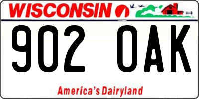 WI license plate 902OAK