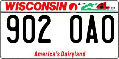 WI license plate 902OAO