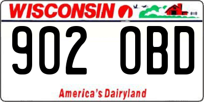 WI license plate 902OBD