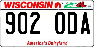 WI license plate 902ODA
