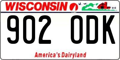 WI license plate 902ODK