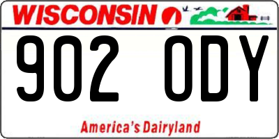 WI license plate 902ODY
