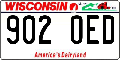 WI license plate 902OED