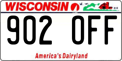WI license plate 902OFF