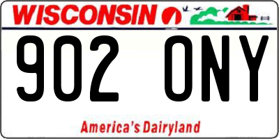 WI license plate 902ONY