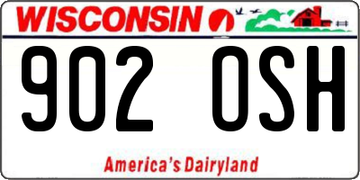 WI license plate 902OSH
