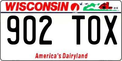 WI license plate 902TOX