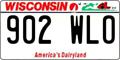 WI license plate 902WLO