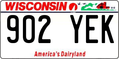 WI license plate 902YEK