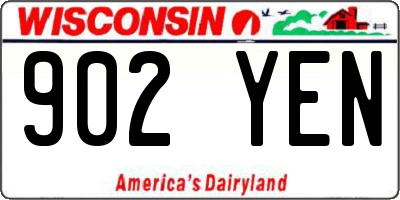 WI license plate 902YEN