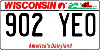 WI license plate 902YEO