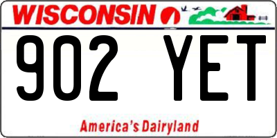 WI license plate 902YET