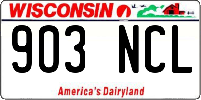 WI license plate 903NCL