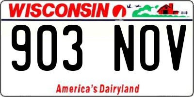 WI license plate 903NOV