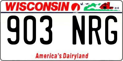 WI license plate 903NRG