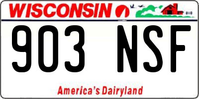 WI license plate 903NSF