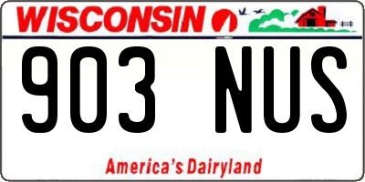 WI license plate 903NUS