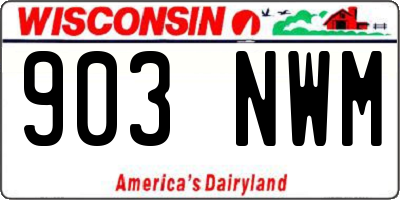 WI license plate 903NWM