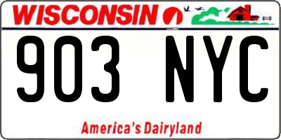WI license plate 903NYC