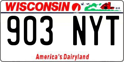 WI license plate 903NYT