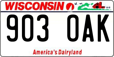 WI license plate 903OAK