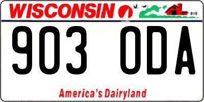 WI license plate 903ODA
