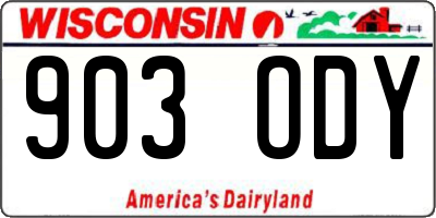 WI license plate 903ODY