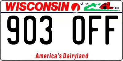 WI license plate 903OFF