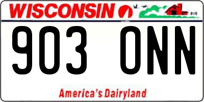 WI license plate 903ONN